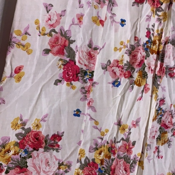 Reverse floral maxi button front skirt with front slit 90s style small - Picture 2 of 5